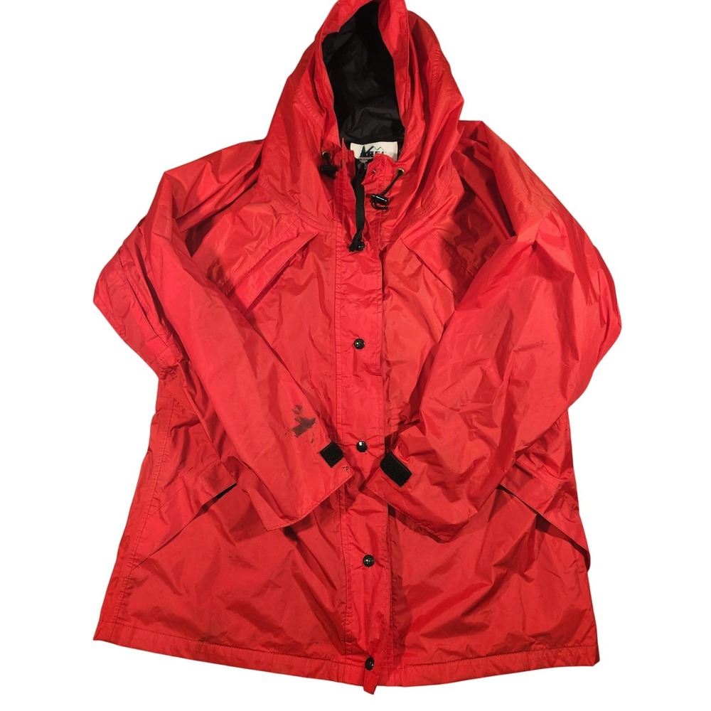 Vintage REI Jacket Womens 16 Red Gore-Tex Hooded Waterproof Made USA Outdoor 90s
